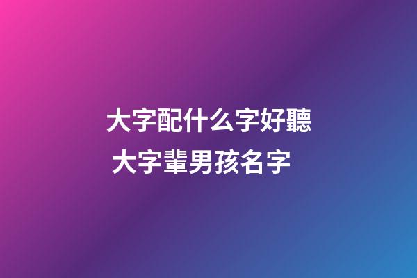 大字配什么字好聽 大字輩男孩名字